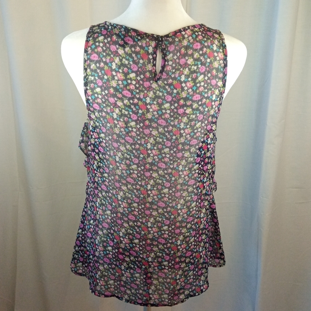 Express Sheer Ruffled Floral Tank Size Small - Picture 3 of 8